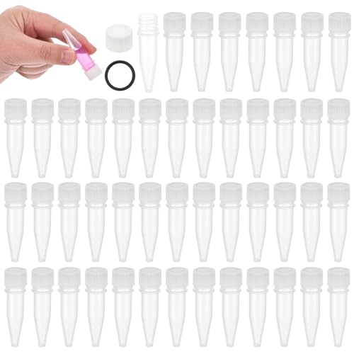 PATIKIL 1.5mL Plastic Cryogenic Vial, 48Pcs Cryogenic Storage Tube Lab Frozen Test Tube Container Storage Screw Cap for Lab Laboratory Science, White Clear - color: White