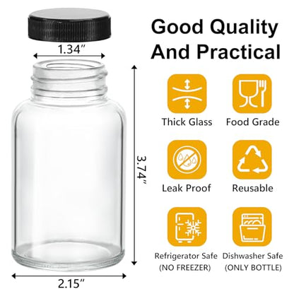 KEYWING 24 Pack Small Shot Bottles, 4oz Glass Jars with Lids for Juice - size: 4 OZ