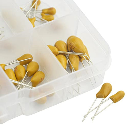 100Pcs 10Value 16V 1 uf - 100 uf Tantalum Capacitor Assorted Kit with A Plastic Box