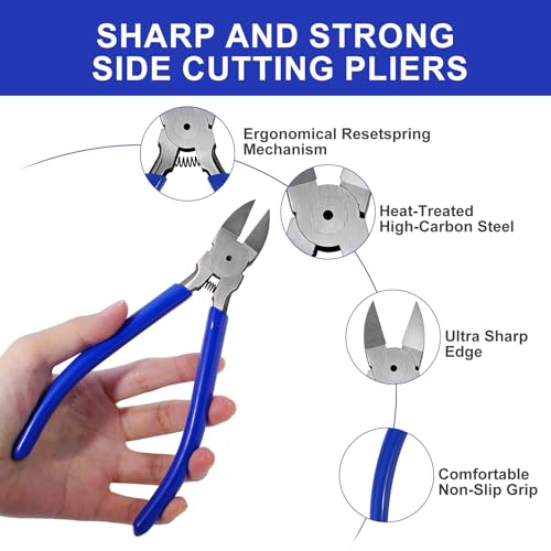 2 Pack Wire Cutters Set, 6"+5" Flush Cutters, Side Cutting Pliers