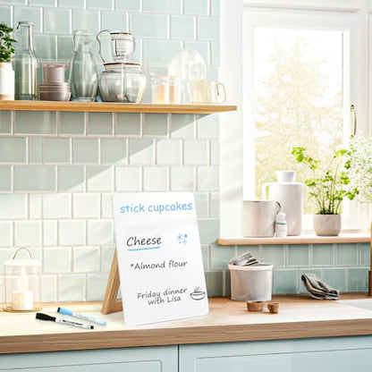 Desktop Glass Whiteboard, 9.5"x 6.7" Desk Dry Erase Board with Wood Stand - color: Stand-white a