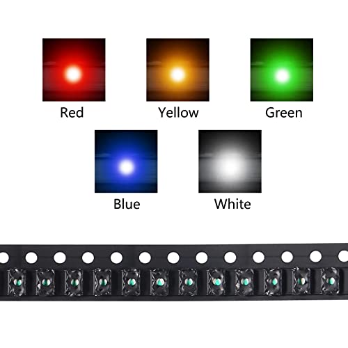 1206 SMD LED Kit 100pcs 5 Colors SMD LED Diode Lights Kit Super Bright Lighting Bulb Lamps,Electronics Components Light,Emitting Diodes (Mini Chip 0.12 x 0.06 inch) - style: 1206