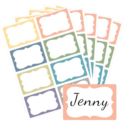 Anwyll Macaron Name Tag Stickers - 200 Pcs 3'' x 2'' Name Label Stickers - color: Macaron