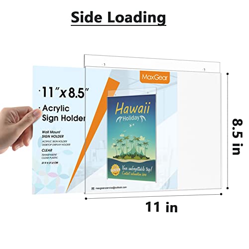 MaxGear Wall Mount Sign Holder, 8.5 x 11 Landscape, 6 Pack - size: 11"x8.5"-6Pack