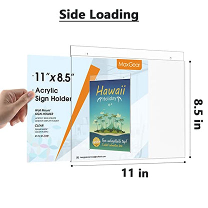 MaxGear Wall Mount Sign Holder, 8.5 x 11 Landscape, 6 Pack - size: 11"x8.5"-6Pack