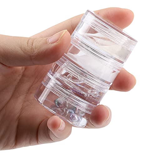 5 Set (20 Pieces) Stackable Cosmetic Containers with Screw Lids and Labels，10 Grams Clear Plastic Empty Jars Small Makeup Sample Containers for Beauty Products - color: Clear, size: 10g (5 Sets, 20 Pieces, Stackable)