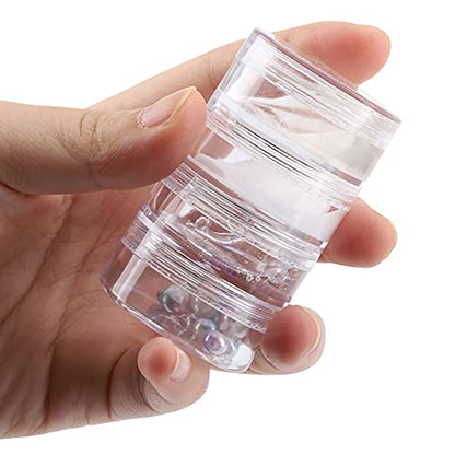 5 Set (20 Pieces) Stackable Cosmetic Containers with Screw Lids and Labels，10 Grams Clear Plastic Empty Jars Small Makeup Sample Containers for Beauty Products - color: Clear, size: 10g (5 Sets, 20 Pieces, Stackable)