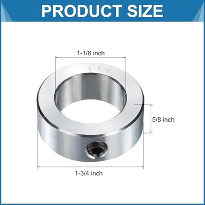 uxcell 6pcs Set Screw Collars 1-1/8" Bore, Zinc Plated Carbon Steel Shaft Collars, 1-3/4" OD, 5/8" Width Lock Axle Collar Clamp (Hollow Style, Lightweight) - size: 1-1/8" Borex1-3/4" ODx5/8" Width