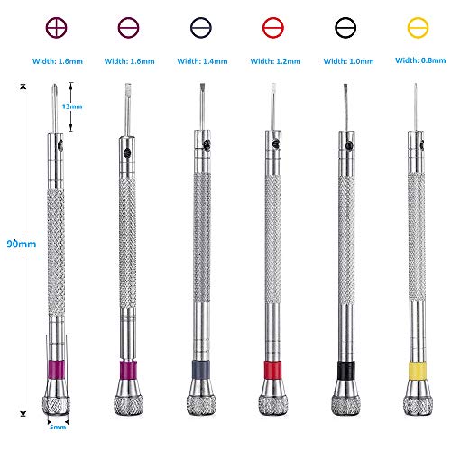 Premium 6PCS Micro Precision Screwdriver Set, 0.8-1.6mm, Extra Replacement Blades for Watch, Eyeglasses, Jewelry, Electronics Repair