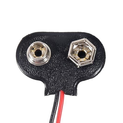 6PCS 9V Battery Snap to Alligator Clips Cable, 6 Inch T-Shape 9V Battery Connector with Red Black Crocodile Clip Test Leads for Arduino, DIY Electronics, Breadboard & Circuit Testing