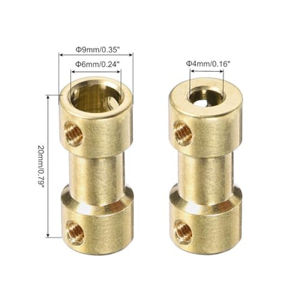 MECCANIXITY 6pcs 4mm to 6mm Brass Shaft Coupling Joint Connector with Screws and Hex Wrench Flexible Motor Shaft Coupler for Car Wheels Tires Shaft Motor - size: 4mm to 6mm