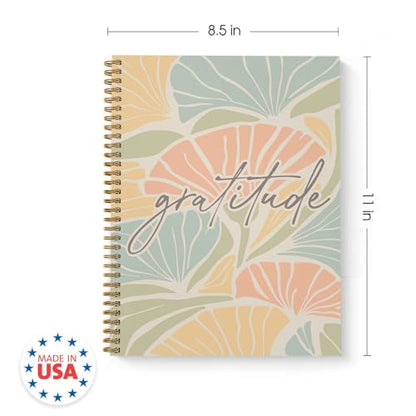 Floral Gratitude Spiral Notebook / 8.5" x 11" Journal / 120 College Ruled Pages/Durable Gloss Laminated Softcover/Gold Wire-o Spiral Binding/Made in the USA - color: Gratitude