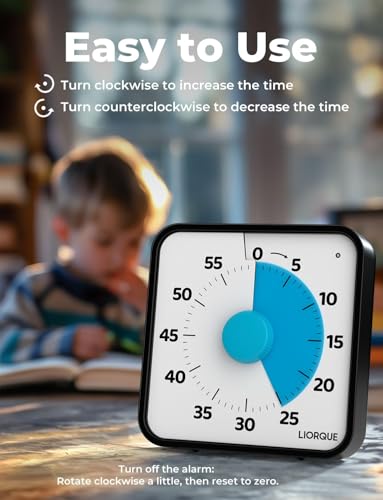 LIORQUE 7.5-Inch Large Visual Timer, 60-Minute Classroom Timer Magnetic - color: Dark Blue