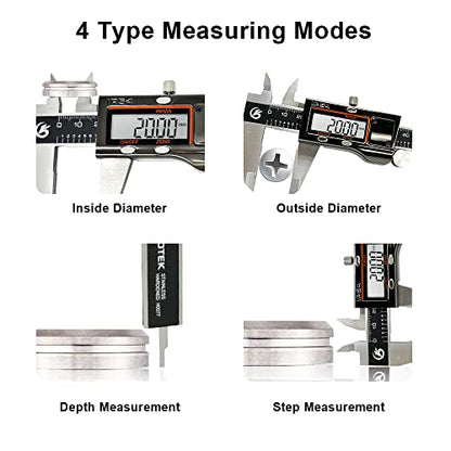 KETOTEK Digital Caliper Measuring Tool, IP54 Waterproof Stainless Steel Electronic Vernier Caliper 6 Inch/150mm Digital Micrometer with Large LCD Screen - color: Black, size: 6 Inch