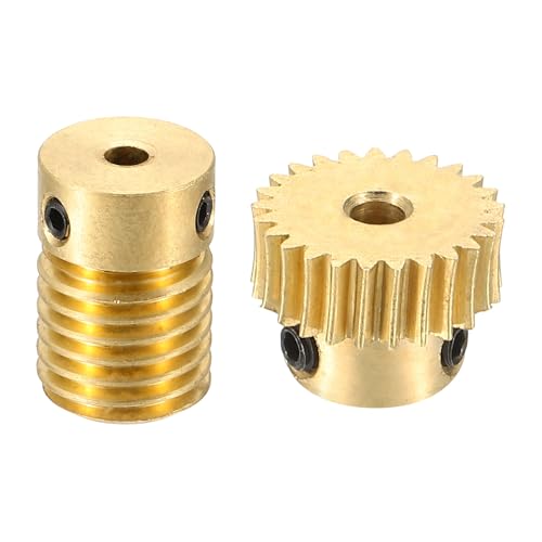 uxcell Worm Gear Set Right Rotation 25T 0.5 Module 1:25 Reduction Rate - size: Gear-3mm, Rod-3mm Bore, style: 0.5M-25T