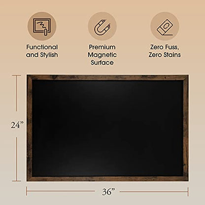 Loddie Doddie Rustic Wood Magnetic Board for Wall, Stain Resistant, 24"x36" - color: Rustic Frame, size: 36"W x 24"H