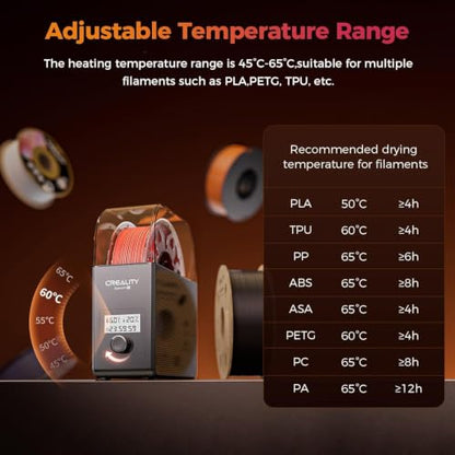 2026 New Official CREALITY Filament Dryer Box Pro 2.0 with Fans, Space Pi SE Upgraded 360° Hot-air 65° PTC Circulates Heating, 1KG Filament Dehydrator Dry During for 1.75/2.85mm PLA PETG ABS TPU Nylon - color: Creality Filament Dryer Box Pro 2.0