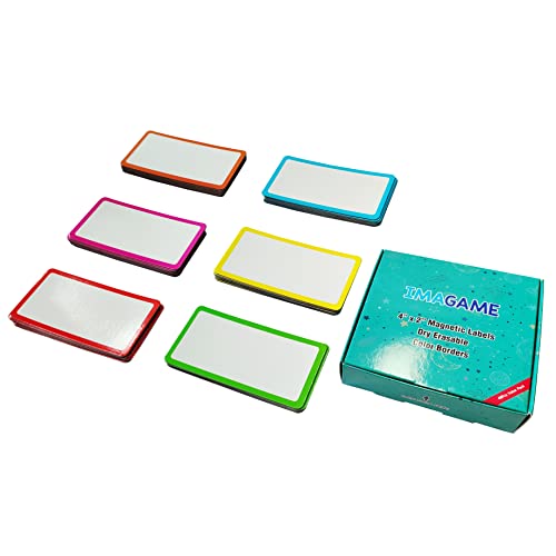 IMAGAME Magnetic Dry Erase Labels, 2" x 4", 48 Pack - size: 2" x 4" With Color Borders