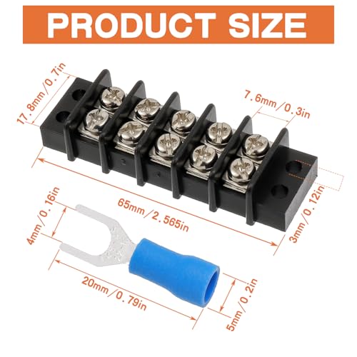 5PCS 5 Circuits Dual Row Screw Terminals Strip with 50PCS Connector - style: 5 Circuits