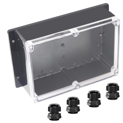 Junction Box IP65 Waterproof ABS Plastic Electrical Project Case Power Junction Boxes, Clear Cover Project Box with Fixed Ear 10.35x7.17x3.74 inch (263 x 182 x95 mm) - color: Clear, size: 10.35“x7.17”x3.74“