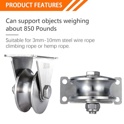 Heavy Duty Large 68 mm Pulley Wheel, Duplex Bearings Inside, Wall Mounted Industrial Rope Pulley for Lifting, 1 Pack - size: 68mm_1 PCS