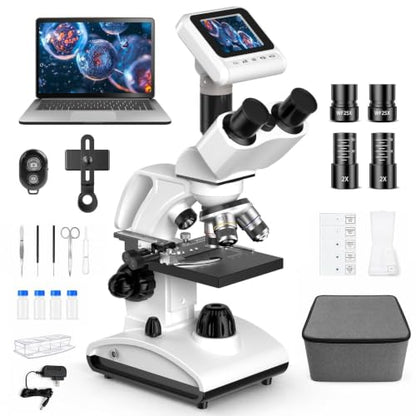 PalliPartners 40x-2000x Biological Compound Trinocular Microscope - color: White