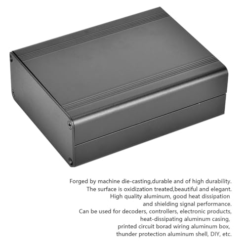 Aluminum Alloy Enclosure Set - Die-Cast Project Box for Electronics with Heat Dissipation, Sandblast Black Finish 4.33x 3.46x1.5in