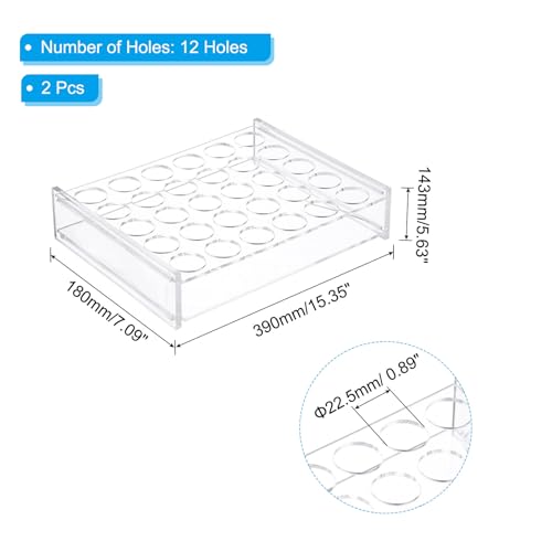 PATIKIL 30 Holes Test Tube Rack, 2Pcs 22.5mm Round Hole Acrylic Test Tube Holder Stand Suitable for 2ml, 3ml Test Tube for Laboratory Centrifugal Tube Scientific Experiments, Clear