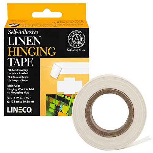 Lineco Self-Adhesive Linen Hinging Tape, White, 1.25 Inch x 35 Feet - size: 35 Foot (Pack of 1)