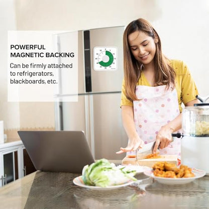 Secura 60-Minute Visual Countdown Timer, 7.5-Inch Oversize Classroom Visual Timer for Kids and Adults, Durable Mechanical Kitchen Timer Clock with Magnetic Backing (White-Green) - color: Green