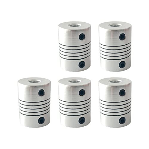 RANIT 5Pcs Aluminum Alloy Shaft Coupling Flexible Coupler Motor Connector Joint (6.35mm to 6.35mm,L25xD19) - size: 6.35mm to 6.35mm,L25xD19