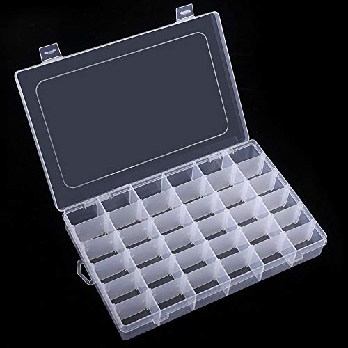 36 Grids Clear Plastic Organizer Box with Adjustable Dividers for Beads - color: Clear-36 Grids