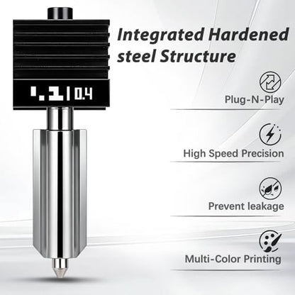 0.4MM X2D/H2C/H2S/H2D/P2S Hotend for Bambu Lab X2D/P2S/H2 Series 3D Printer,High-Temp Resistance and Quick Swap Hardened Steel Nozzle,3D Printer Extruder Print Head Kit Replacement - size: 0.4mm, style: P2S/X2D/H2 Series
