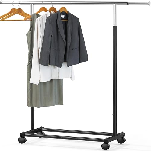 Simple Houseware Standard Rod Garment Clothing Rack, Black - color: Black