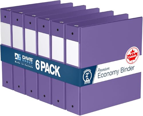 Premium Economy 3-Ring Binder, Spine Label, 2" Round Rings, 6 Pack - color: Purple, size: 2 Inch
