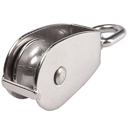 1-Pack M32 Single Pulley Block Stainless Steel Heavy Duty Hardware Single Wheel Swivel Rigging Lifting Wheel Fixed Pulley for Wire Rope Loading 250kg - size: 1-Pack M32