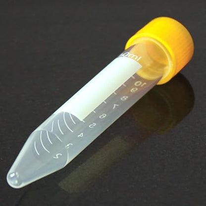 Globe Scientific 6293 Polypropylene General Purpose Centrifuge Tube with Attached Yellow Screw Cap, Sterile, 10mL Capacity (Case of 1000)
