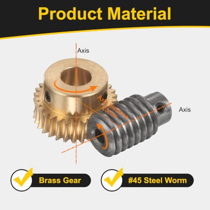uxcell Worm Gear Set 30T 1 Module 30:1 Reduction Rate, 12mm/6mm Bore - size: 12mm/6mm Bore (1Mod 30T)