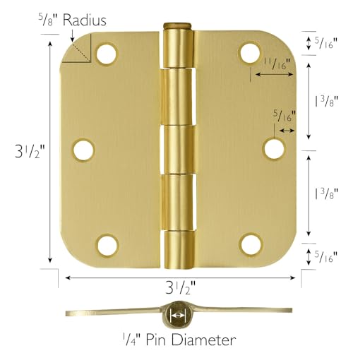 Design House Interior Door Hinge, 3.5", Satin Brass - color: Satin Brass