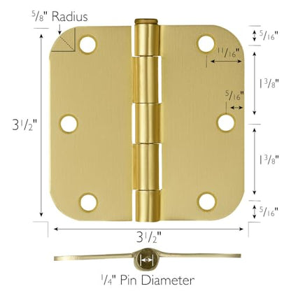 Design House Interior Door Hinge, 3.5", Satin Brass - color: Satin Brass