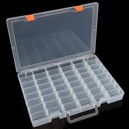 2 Packs Large 48 Grids Clear Plastic Organizer Boxes with Dividers - color: Clear -- 2PCS
