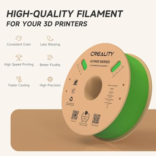 Official CREALITY Hyper PLA Filament 1.75mm, High Speed PLA 30-600mm/s Rapid 3D Printer Filament, Dimensional Accuracy +/-0.02mm, Stronger Toughness, Fit Most FDM 3D Printers，1KG(2.2lbs) Spool Green - color: Green
