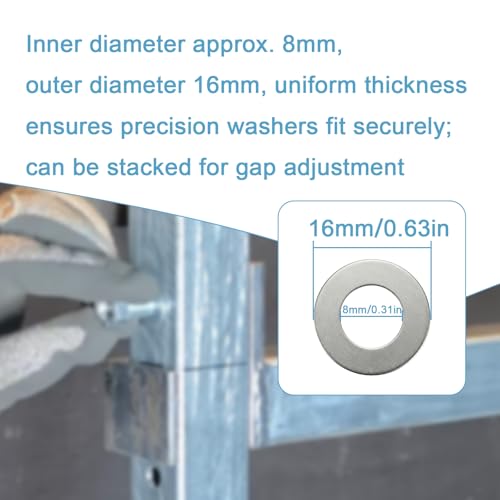 M8x16mm 304 Stainless Steel Shim Washers, Precision Thin Spacers - size: M8X16