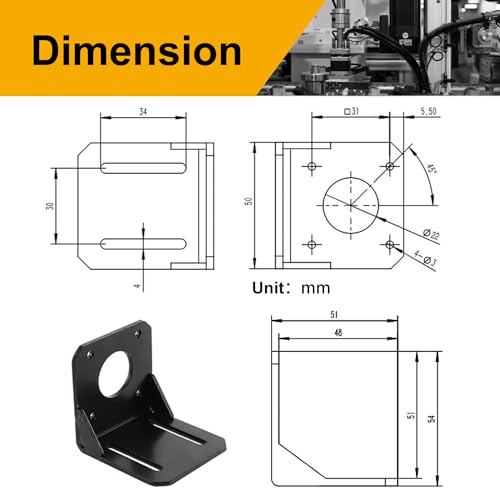 2PCS NEMA 17 Stepper Motor Mounting Bracket Kit, 42mm Steel - size: Nema 17