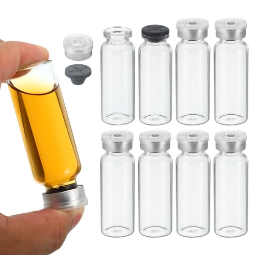 PATIKIL 30ml Sample Vials, 8 Pack Lab Empty Vials with Butyl Rubber Stopper and Crimp Top Caps Borosilicate Glass Vial, Transparent - color: Transparent, size: 30ml