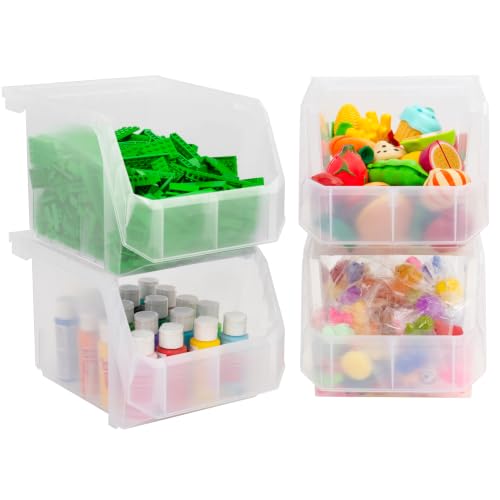ReadySpace Medium-Tall Stackable Plastic Storage Bins, 4-Pack, Clear - color: Clear, size: Medium-Tall, 4-Pack