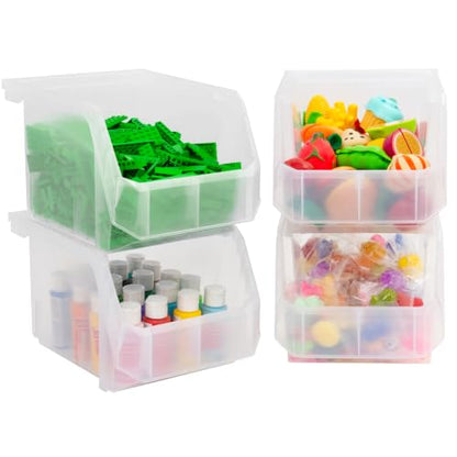 ReadySpace Medium-Tall Stackable Plastic Storage Bins, 4-Pack, Clear - color: Clear, size: Medium-Tall, 4-Pack