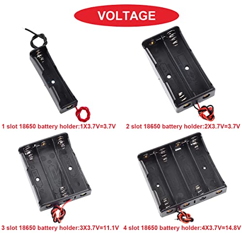12Pack 18650 Battery Holder Bundle with Wires,3x1 18650 Battery Holder 3.7V,3x2 18650 Battery Holder 7.4V,3x3 18650 Battery Holder 11.1V,3x4 18650 Battery Holder 14.8V,with Leads,for DIY - color: B.1/2/3/4 18650 Battery Holder