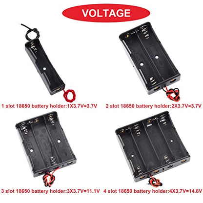 12Pack 18650 Battery Holder Bundle with Wires,3x1 18650 Battery Holder 3.7V,3x2 18650 Battery Holder 7.4V,3x3 18650 Battery Holder 11.1V,3x4 18650 Battery Holder 14.8V,with Leads,for DIY - color: B.1/2/3/4 18650 Battery Holder