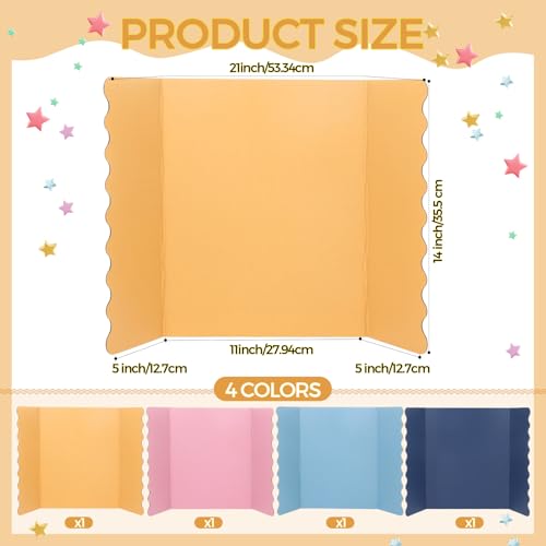 Mooliwe 21" X 14" 4 Pack Scalloped Trifold Poster Board, Boho - color: Boho, size: 21" X 14"